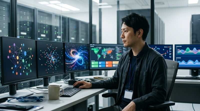 データセンターでシステムのセキュリティ管理を行う日本人IT担当者